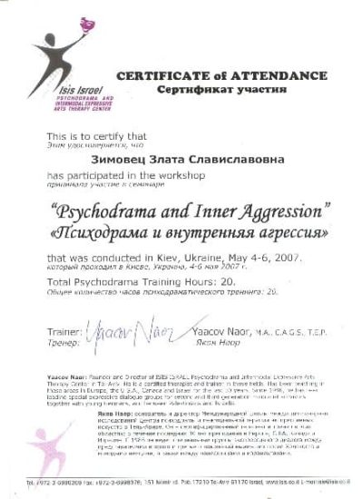 Психодрама и внутренняя агрессия